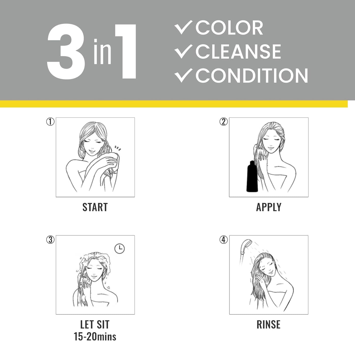 Black Hair Dye Shampoo 3 in 1