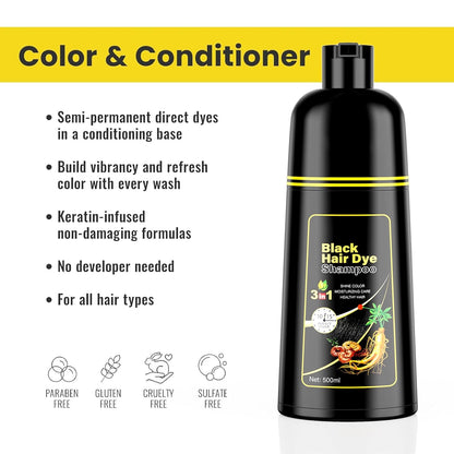 Black Hair Dye Shampoo 3 in 1