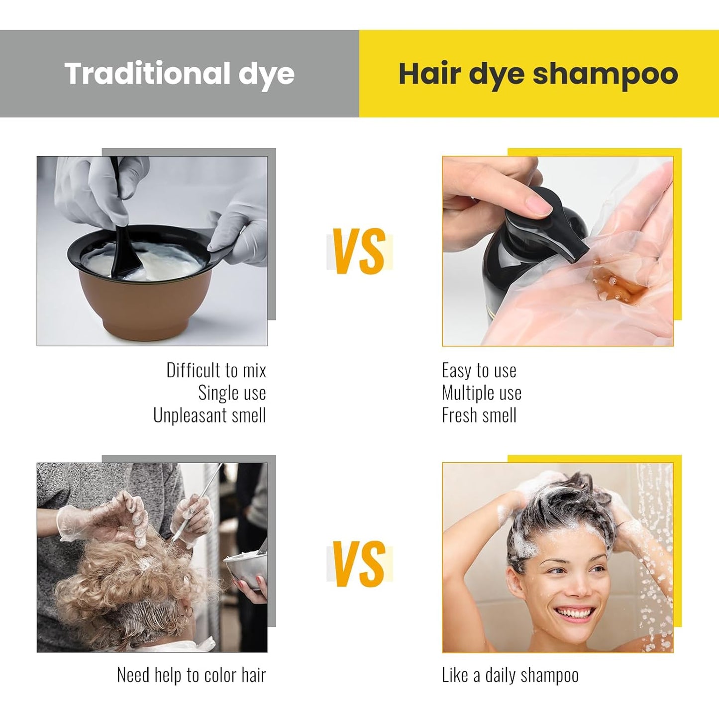 Black Hair Dye Shampoo 3 in 1