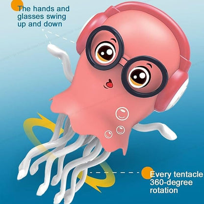 Dancing Jellyfish Toy, Light-up Musical Octopus with 360° Rotating